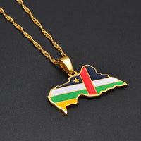 Anniyo Central African Republic Map Flag Pendant Necklace Centrafricaine Jewelry #257921