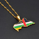 Anniyo Central African Republic Map Flag Pendant Necklace Centrafricaine Jewelry #257921