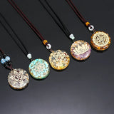 Orgone Energy Pendent Garnet Necklace Orgonite Labradorite Om Crystal Pendant Necklace for Women Men Yoga Healing Jewelry Gift