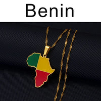 Anniyo 3CM Hip-hop Africa Map Pendant Necklace Jewelry Eritrea,Gambia,Guinea,Congo,Tunisia,Benin,Libay,Namibia,Chad,Botswana