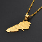 Anniyo Liban Map Pendants Chain Necklaces for Women Girls Gold Color Jewelry Lebanon Maps #007410