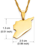 Anniyo 2.5CM Syria Map Necklaces Charms Pendant Necklaces Syrians Jewelry #042921
