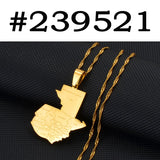 Anniyo Guatemala Map With City Name Pendant Necklaces for Women Girls Jewelry Guatemalan #239521