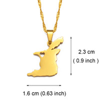 Anniyo Trinidad and Tobago Map Heart Pendant Necklace Gold Color Jewelry @245521
