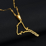 Anniyo Outline Eritrea Map Pendant Necklaces for Women Girls Silver Color/Gold Color Jewelry African Map of Eritrean #207621