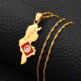 Anniyo Tunisie Map Pendant Necklace Tunisienne Jewelry Tunisia Maps #006810