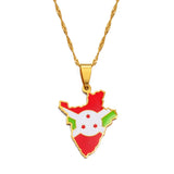 Anniyo Burundi Map & Flag Pendant Necklaces Stainless Steel Jewelry Burundian Ethnic s #168721