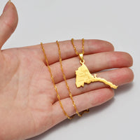 Anniyo Eritrea Map With City Name Pendant Necklaces Women Girls Silver Color/Gold Color Jewelry African Map of Eritrean @253821