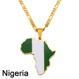 Anniyo 3.8CM Hip-hop Africa Map Pendant Necklace Jewelry Ghana Nigeria Congo Sudan Somalia Uganda Zimbabwe Zambia Liberia#207921