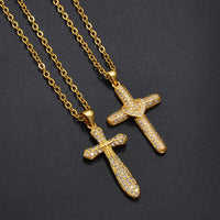 Anniyo Cross Necklaces Women Girl Charms Pendant Cubic Zirconia Crosses Jewelry CZ Christian Catholic Religious Ornaments#134916