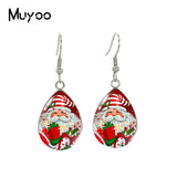 2021 New Snowman Tear drop Earring Merry Christmas Fish hook Earrings Glass Cabochon Jewelry Handmade Items