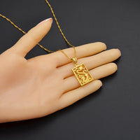 Anniyo Auspicious Dragon Pendant Necklace for Women Girls Gold Color Jewelry Jewellery Chinese Style @@010709