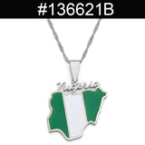 Anniyo Nigeria Map Flag Pendant Necklaces Gold Color Nigerian Maps Jewelry Patriotic  #136621