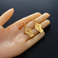 Anniyo 2.8CM Black Lives Matter Fist Symbol Earrings Rose Gold Plated,Silver Color Stainless Steel BLM African  Jewelry #200421
