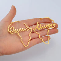 Anniyo African Map Big Earrings Exaggerate Larger Queen Earring Stud Africa Traditional Ethnic Hyperbole Wedding Jewelry #231821