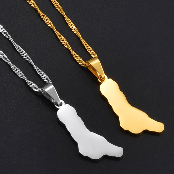Anniyo Comoros Moroni Union of Comoros Map Pendant Necklaces Grande Comore Silver Color/Gold Union des Comores Jewelry #266121