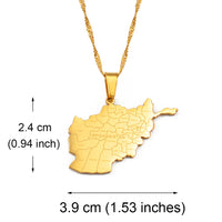 Anniyo Afghanistan Map With Cities Name Pendant Necklaces for Women,Gold Color Afghan Maps Jewelry #211921