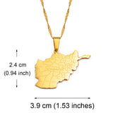 Anniyo Afghanistan Map With Cities Name Pendant Necklaces for Women,Gold Color Afghan Maps Jewelry #211921