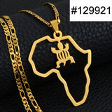 Anniyo African Map Cultural Symbol Pendant Necklaces Women Men Adinkra Gye Nyame Ethnic Jewelry Congo Ghana Nigeria @129721