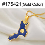 Anniyo Calabria Italy Map Charm Pendant Necklaces Italian Jewelry for Women Girls  #175421