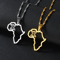 Anniyo Outline Africa Map Berbers Pendant Necklaces African Berber Jewelry for Women Men @250621
