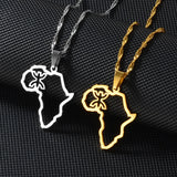 Anniyo Outline Africa Map Berbers Pendant Necklaces African Berber Jewelry for Women Men @250621