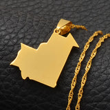 Anniyo Mauritania Map Pendant Necklace for Women/Men,Gold Color Mauritanian Jewelry Maps s #029021