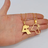 Anniyo Heart Kuwait Map Pendant Necklaces Kuwaiti Gold Color Jewelry #231121