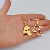 Anniyo Heart Kuwait Map Pendant Necklaces Kuwaiti Gold Color Jewelry #231121