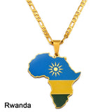 Anniyo 3.8CM Hip-hop Africa Map Pendant Necklace Jewelry Ghana Nigeria Congo Sudan Somalia Uganda Zimbabwe Zambia Liberia#207921