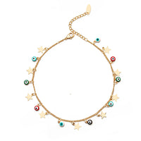 Lucky Eye Turkish Evil Eye Ankle Bracelet Gold Color Copper Foot Leg Chain Anklet Fashion Jewelry Gifts for Women Men EY6734