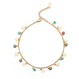 Lucky Eye Turkish Evil Eye Ankle Bracelet Gold Color Copper Foot Leg Chain Anklet Fashion Jewelry Gifts for Women Men EY6734