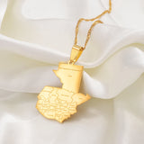 Anniyo Guatemala Map With City Name Pendant Necklaces for Women Girls Jewelry Guatemalan #239521