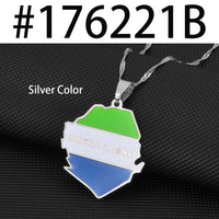 Anniyo Sierra Leone Map With Flag Pendant Necklaces for Women Jewelry Gold Color Sierra Leonean Maps #176221