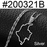 Anniyo 3.1cm Outline Colombia Map Pendant Necklace Silver Color/Gold Color Jewelry Map of Colombian Chains #200321
