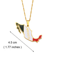 Anniyo Mexico Map Colored Flag Pendant Necklace for Women Girls Mexican Maps Jewelry #251521