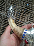 Wild Pig Teeth Embedded Alloy Ox Head Wild Boar Tooth Amulet Pendant