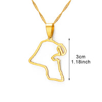 Anniyo Heart Kuwait Map Pendant Necklaces Kuwaiti Gold Color Jewelry #231121