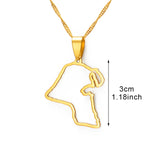 Anniyo Heart Kuwait Map Pendant Necklaces Kuwaiti Gold Color Jewelry #231121