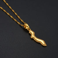 Anniyo Curacao Islands Map With Cubic Zirconia Pendant Necklaces Gold Color Jewelry CZ Stone Maps  #252806