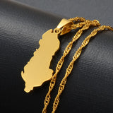 Anniyo 2.6cm Albania Map Pendants & Necklaces Charm Shqiperise Jewelry For Women Girls  #028921