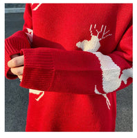 Christmas Sweater Women Autumn Winter Korean Loose Pullover Deer Sweater Men and Woman Oversized Sweaters Couples