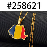 Anniyo Romania Map Flag Pendant Necklaces Silver Color/Gold Color Romanian Jewelry Ethnic @258621
