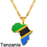 Anniyo 3.8CM Hip-hop Africa Map Pendant Necklace Jewelry Ghana Nigeria Congo Sudan Somalia Uganda Zimbabwe Zambia Liberia#207921