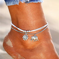 Boho Ocean Beach Cowrie Shell Ankle Bracelet Handmade Adjustable String Macrame Mussel Seashell Anklets for Women Foot Jewelry