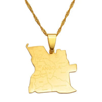Anniyo With City Name Angola Map Pendant Necklaces Silver Color/Gold Color African Jewelry Angolan Country Maps #135621