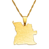 Anniyo With City Name Angola Map Pendant Necklaces Silver Color/Gold Color African Jewelry Angolan Country Maps #135621