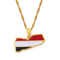 Anniyo Yemen Map Flag Pendant Necklaces Silver Color/Gold Color Yemeni Jewelry #148821