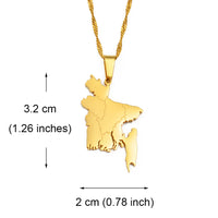 Anniyo Bangladesh Map Pendant Necklaces Gold Color/Silver Color Bangladeshi Maps Chains Bengali #211821