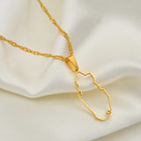 Anniyo (SMALL SIZE) Gold Color/Silver Color Stainless Steel Outline Qatar Map Pendant Necklaces Women Qataris Maps #027321